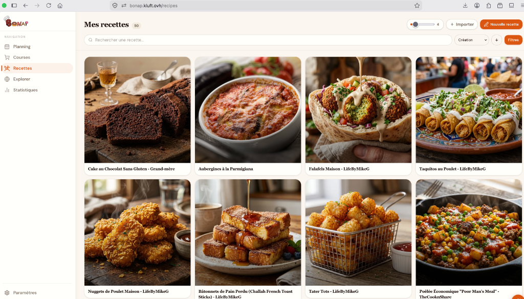 Bouton Nouvelle Recette sur Bonapp